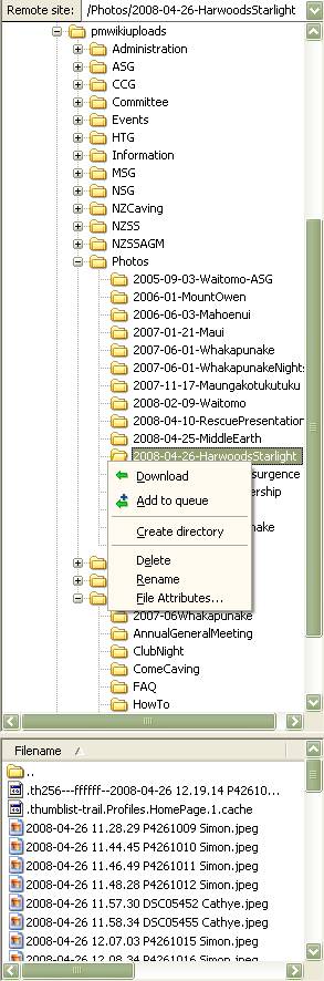 File attributes menu