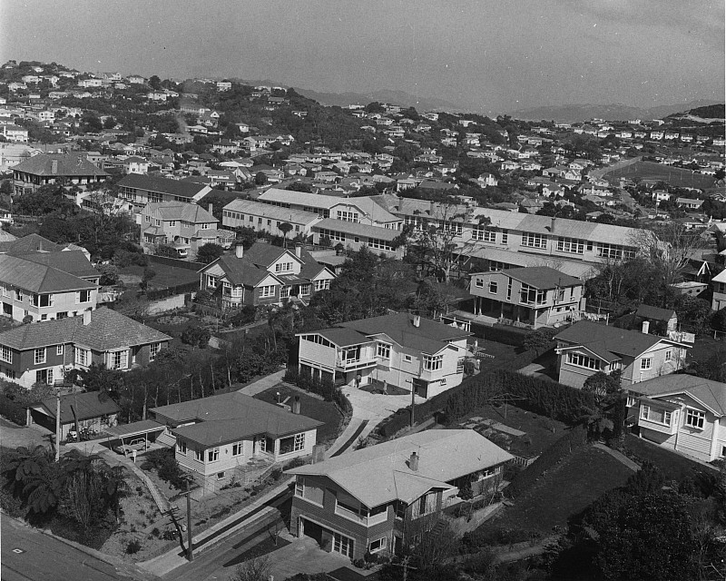 Khandallah School from Gorsey knob 1968 - click on image for larger picture